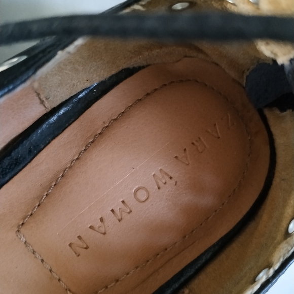 Zara Black lace Up shoes leather flats balet Bloggers Favourite Ballerina - Picture 10 of 11